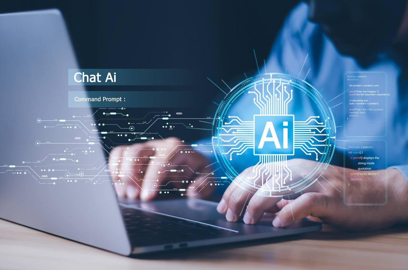 Developer working with an AI chat assistant docked beside their code editor