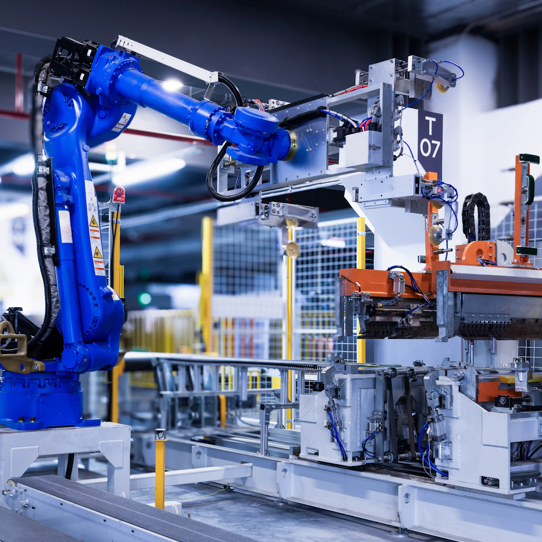A robotic arm running an automated production line