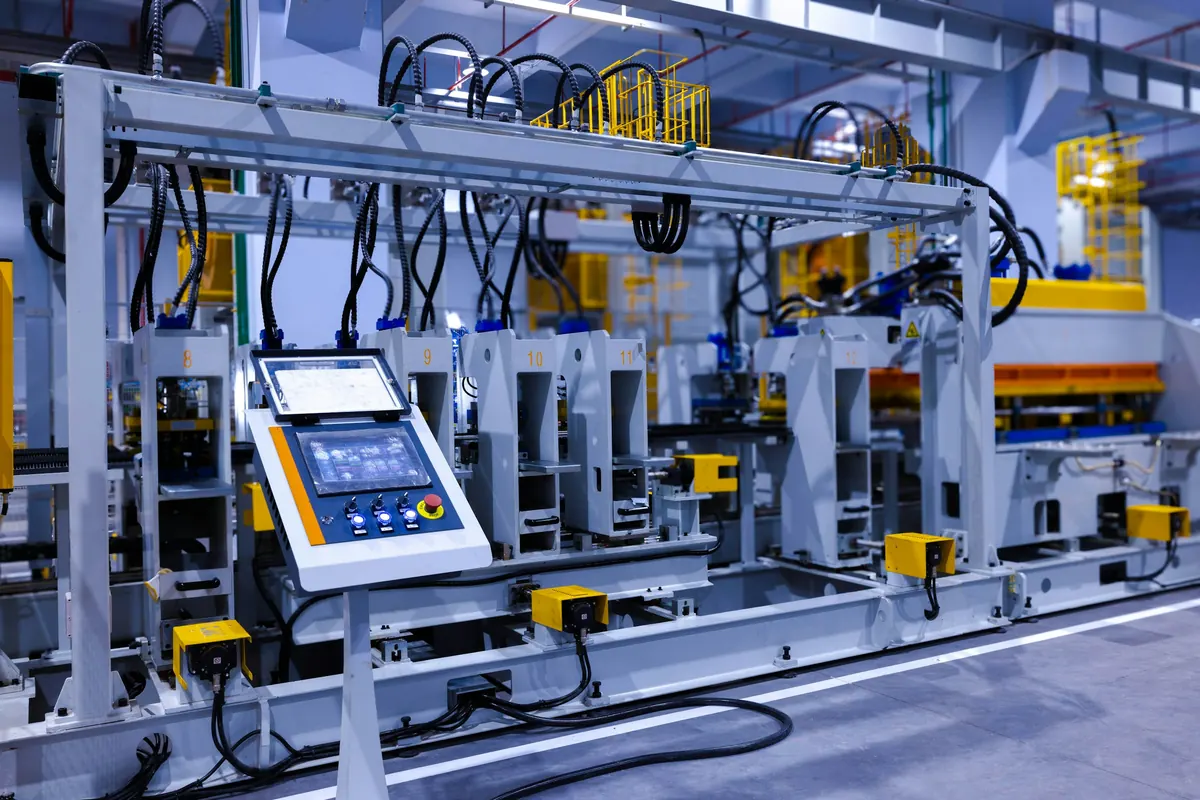 Touchscreen control panel on an automated production machine