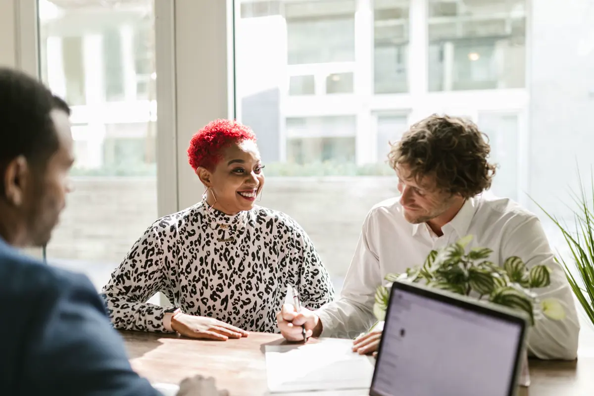 A team of professionals in a working meeting