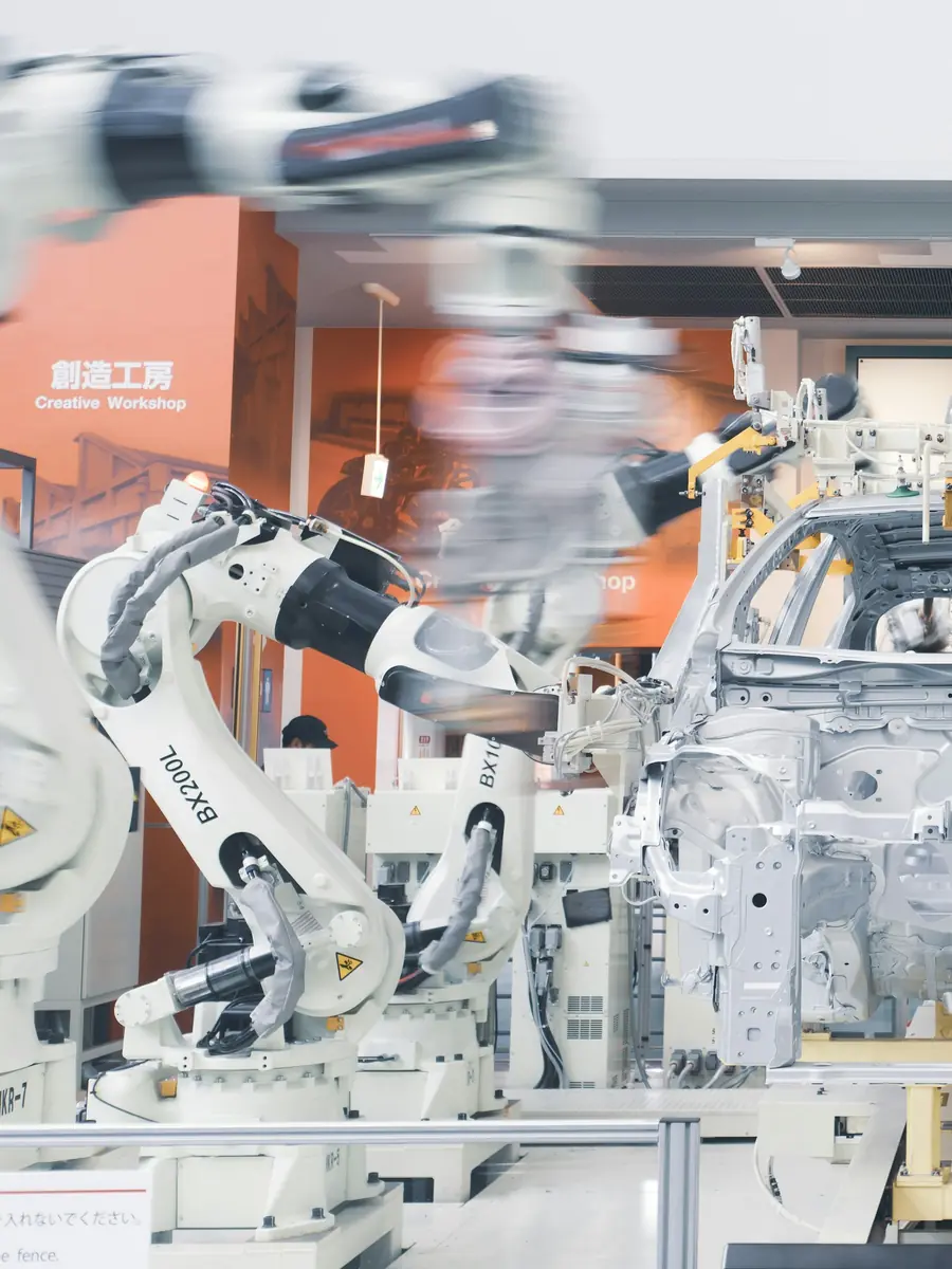An automotive assembly line in operation