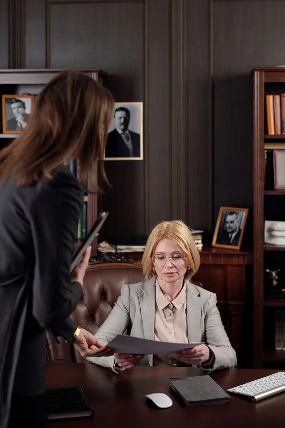 In-house counsel working in a corporate office