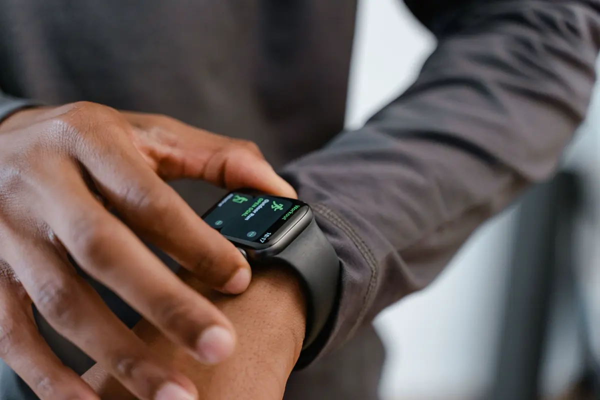A smartwatch tracking health data on a wrist