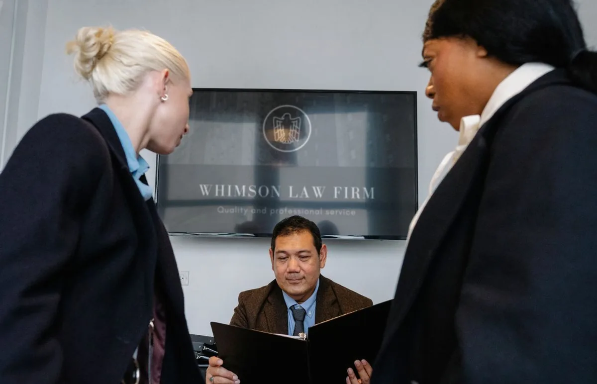 Colleagues working together in a law office